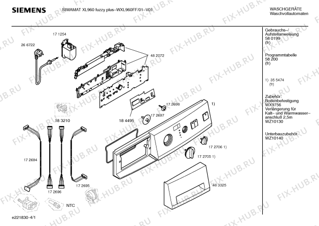 Схема №1 WXL960FF SIWAMAT XL 960 fuzzy plus с изображением Панель управления для стиральной машины Siemens 00365474