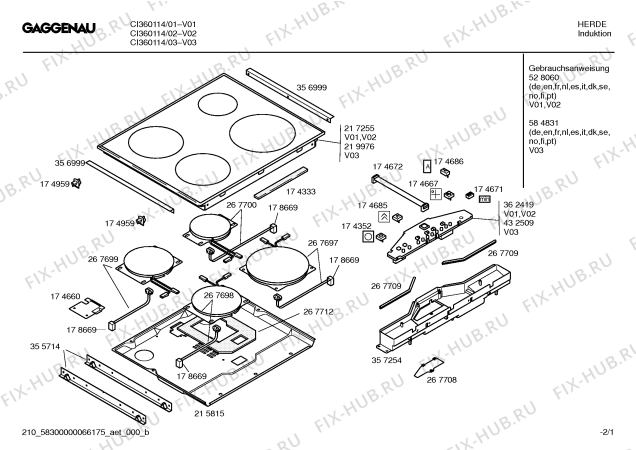 Схема №1 CI360114 с изображением Инструкция по эксплуатации Gaggenau для плиты (духовки) Bosch 00528060