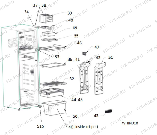 Схема №1 WTM 452 RS WH с изображением Дверь для холодильной камеры Whirlpool 482000094739