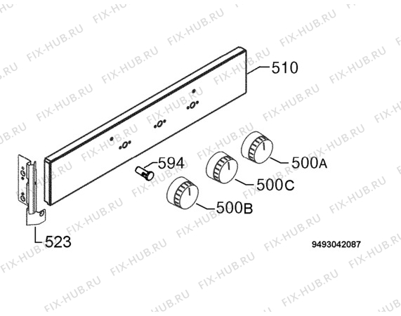 Взрыв-схема плиты (духовки) Zanussi ZOB360X - Схема узла Command panel 037