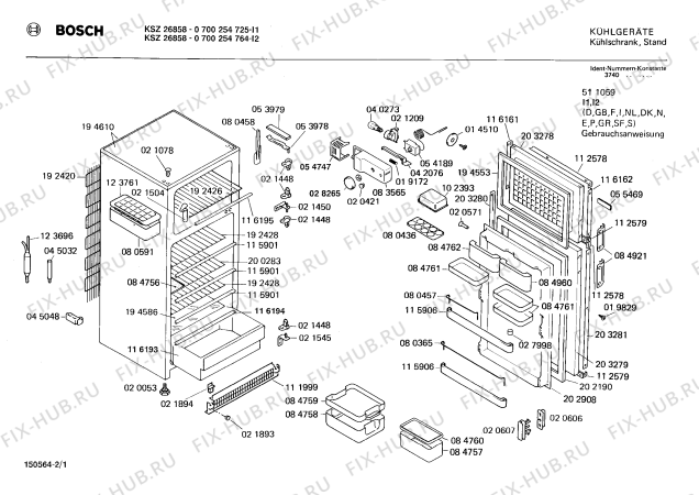 Схема №1 0700254764 KSZ26858 с изображением Крышка для холодильника Bosch 00084760