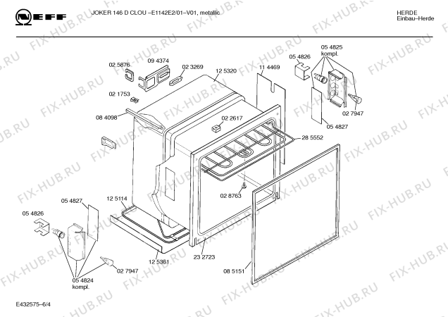 Схема №1 E1142E1 JOKER 146 D CLOU с изображением Ручка управления духовкой для плиты (духовки) Bosch 00153876
