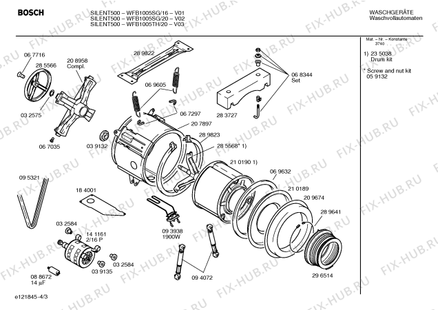 Взрыв-схема стиральной машины Bosch WFB1005TH SILENT 500 - Схема узла 03