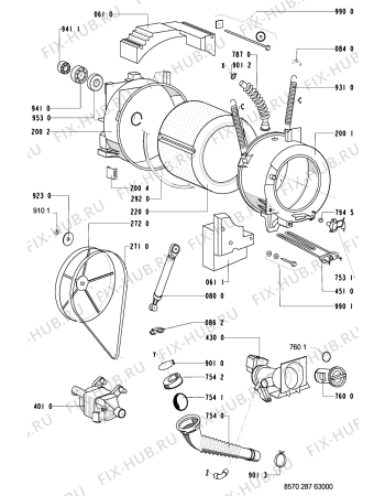 Схема №1 AWM 287/3 с изображением Клавиша для стиралки Whirlpool 481241018153