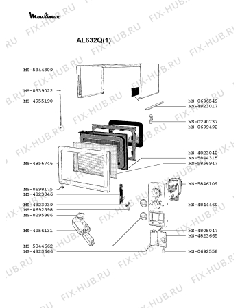 Взрыв-схема микроволновой печи Moulinex AL632Q(1) - Схема узла VP002350.3P2