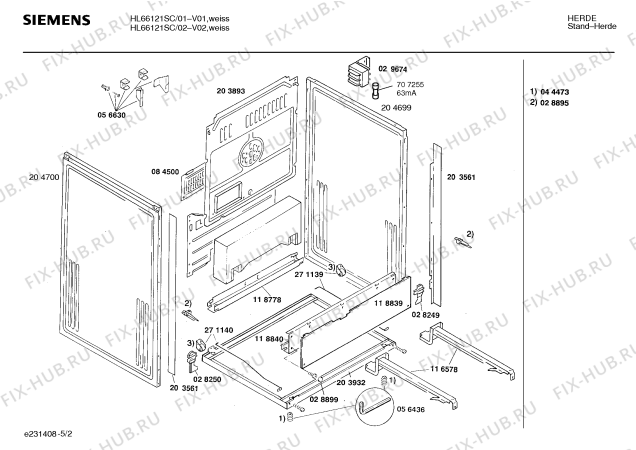 Взрыв-схема плиты (духовки) Siemens HL66121SC - Схема узла 02