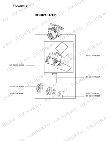 Взрыв-схема пылесоса Rowenta RO6821EA/411 - Схема узла 2P006001.4P2