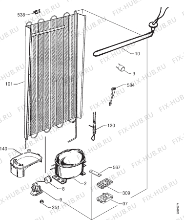 Взрыв-схема холодильника Arthurmartinelux AR7603D - Схема узла Cooling system 017