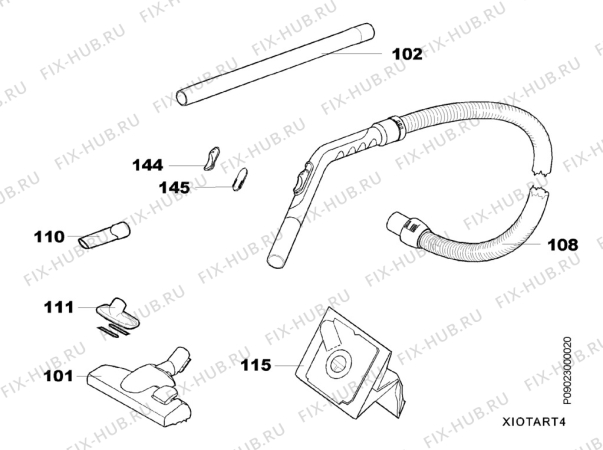 Взрыв-схема пылесоса Electrolux Z1030S - Схема узла Section 2
