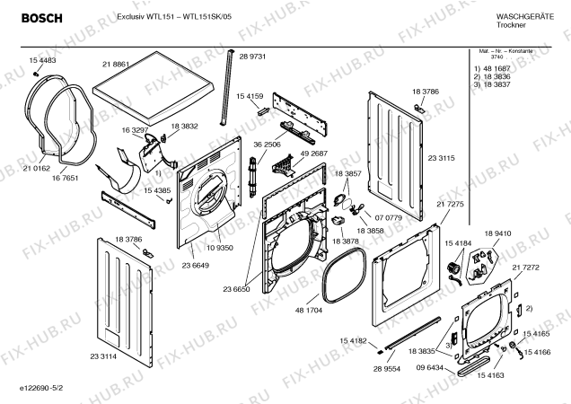 Схема №1 WTL151SK EXCLUSIV WTL151 с изображением Инструкция по установке и эксплуатации для сушильной машины Bosch 00585798
