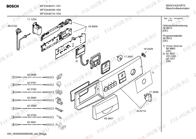 Схема №1 WFX2440 Maxx Advantage WFX2440 с изображением Таблица программ для стиралки Bosch 00589912