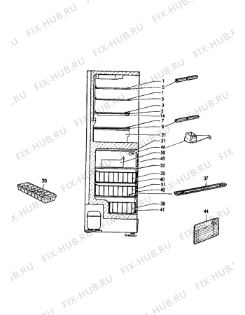 Взрыв-схема холодильника Electrolux TR1188 - Схема узла Internal parts