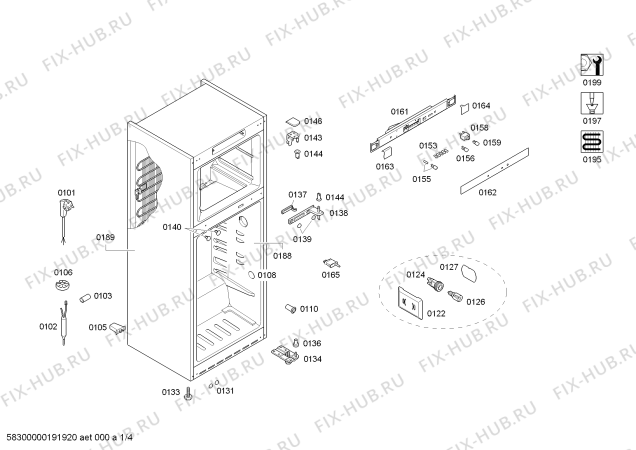 Схема №1 3FFL3451 с изображением Дверь морозильной камеры для холодильника Bosch 00715776