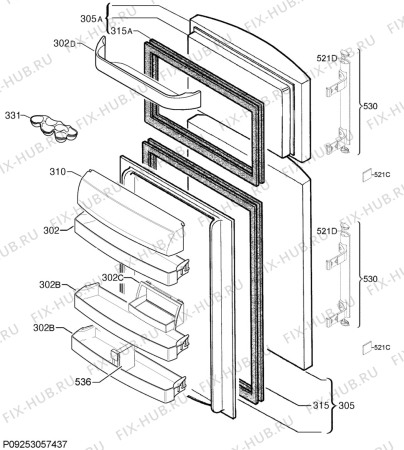 Взрыв-схема холодильника Electrolux EJF4310AOW - Схема узла Door 003