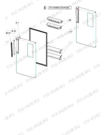 Схема №1 WTM 362 R WH с изображением Дверца для холодильника Whirlpool 482000091260