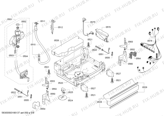 Взрыв-схема посудомоечной машины Bosch SMS50D02II SynthesiActive; AquaStop - Схема узла 05