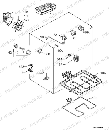 Взрыв-схема плиты (духовки) Zanussi ZBM140XK - Схема узла Electrical equipment 268