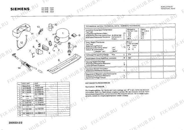 Взрыв-схема холодильника Siemens KV3140 - Схема узла 02