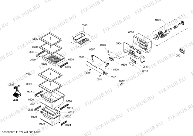 Взрыв-схема холодильника Bosch KAN56V10 - Схема узла 05