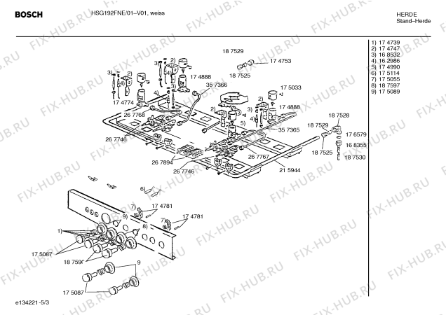 Взрыв-схема плиты (духовки) Bosch HSG192FNE Bosch - Схема узла 03