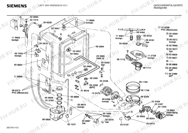 Схема №1 SN25902 с изображением Панель для посудомоечной машины Siemens 00272124