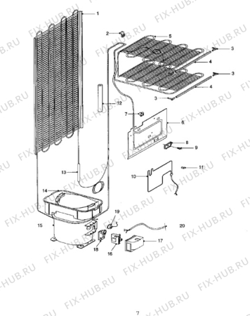 Взрыв-схема холодильника Tricity Bendix ECD028W - Схема узла Cooling system 017