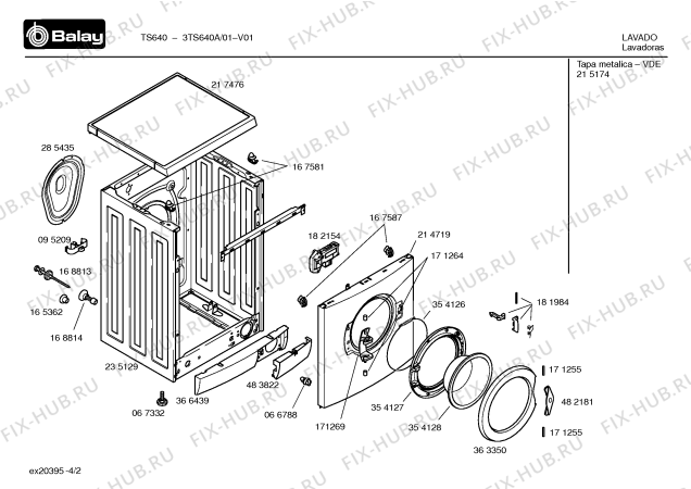 Взрыв-схема стиральной машины Balay 3TS640A TS640 - Схема узла 02