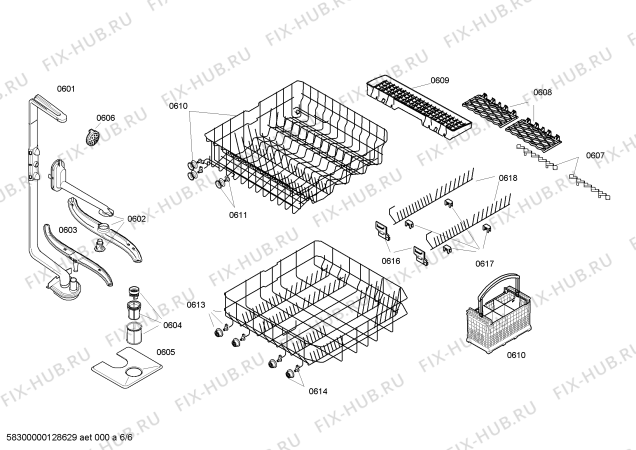 Взрыв-схема посудомоечной машины Bosch SGU44E28SK - Схема узла 06