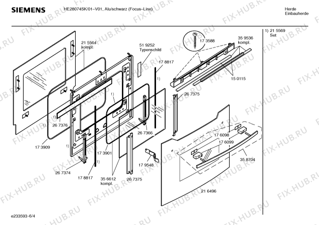 Схема №1 HE28074SK с изображением Инструкция по эксплуатации для плиты (духовки) Siemens 00528083