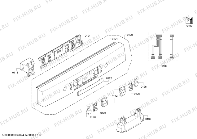 Схема №1 SMS63M02FR с изображением Передняя панель для электропосудомоечной машины Bosch 00675499