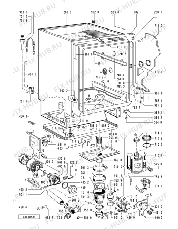 Схема №1 ADL 834 WH/1 с изображением Провод для электропосудомоечной машины Whirlpool 481932058336
