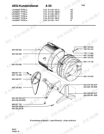 Взрыв-схема стиральной машины Aeg LAV73706-W - Схема узла Tub and drum