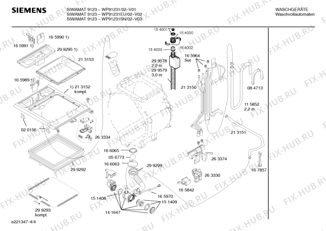 Схема №1 WP91231EU SIWAMAT 9123 с изображением Таблица программ для стиралки Siemens 00522440