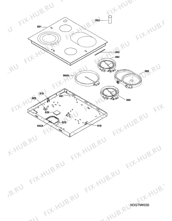 Схема №1 DEK491-9 с изображением Уплотнение для плиты (духовки) Aeg 3195518000