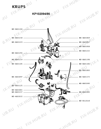 Взрыв-схема кофеварки (кофемашины) Krups KP102094/86 - Схема узла 5P003042.5P2