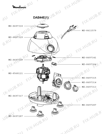 Взрыв-схема блендера (миксера) Moulinex DAB44E(1) - Схема узла QP002835.8P2