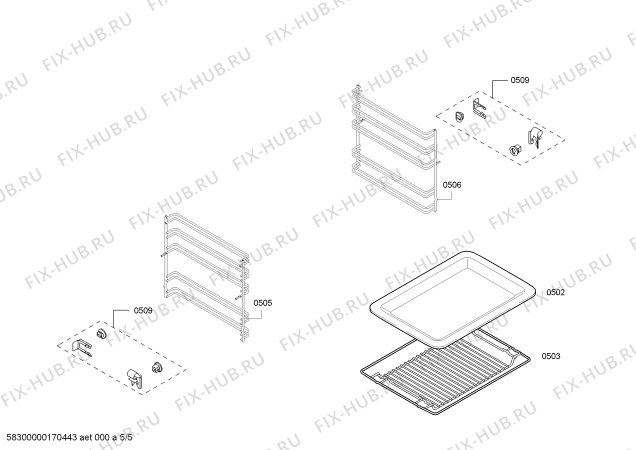 Взрыв-схема плиты (духовки) Balay 3HE503BM H.BA.NP.LK/.PV.ENTRY.ML/.B.ME_TI// - Схема узла 05