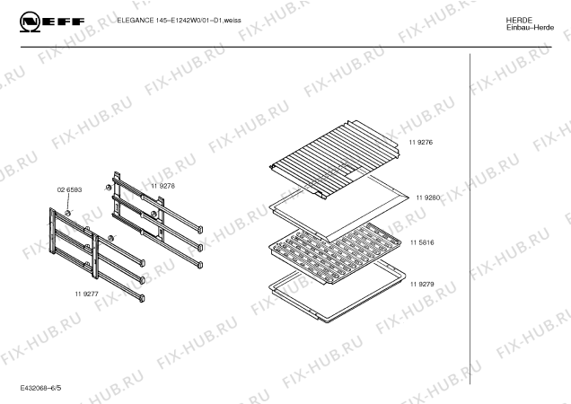 Взрыв-схема плиты (духовки) Neff E1242W0 ELEGANCE 145 - Схема узла 05