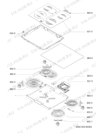 Схема №1 AKL 831/NE с изображением Поверхность для плиты (духовки) Whirlpool 481244039013