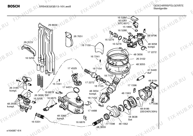 Взрыв-схема посудомоечной машины Bosch SRS43E02GB Exxcel auto-option - Схема узла 04