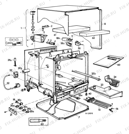 Взрыв-схема посудомоечной машины Electrolux ECD22 - Схема узла W20 Tub