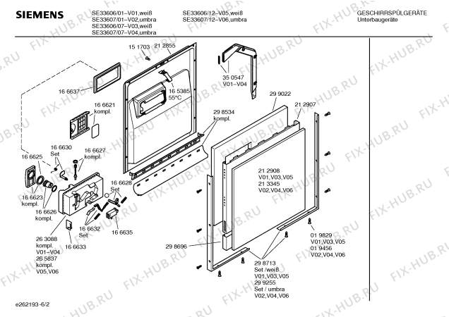 Схема №1 SE33606 Extraklasse с изображением Вкладыш в панель для посудомойки Siemens 00351727