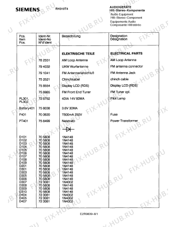 Схема №1 RH310T4 с изображением Инструкция по эксплуатации для аудиотехники Siemens 00530872
