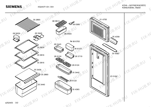 Схема №1 KS24VF1 с изображением Дверь для холодильной камеры Siemens 00235162