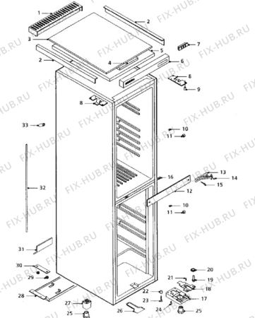 Взрыв-схема холодильника Tricity Bendix EBD9W - Схема узла Cabinet + furniture (extra)