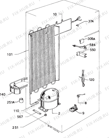 Взрыв-схема холодильника Privileg 028544 5 - Схема узла Cooling system 017