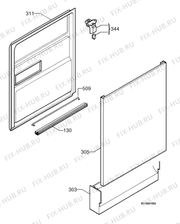 Взрыв-схема посудомоечной машины Privileg 763312_1047 - Схема узла Door 003