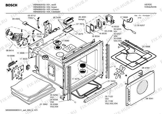 Схема №1 HBN6820CC с изображением Панель управления для плиты (духовки) Bosch 00357822