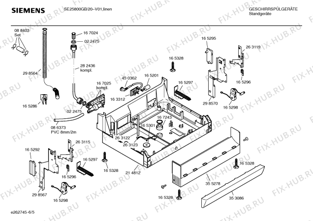 Схема №1 SE25800GB с изображением Столешница для посудомойки Siemens 00215499