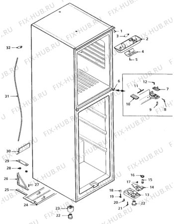 Взрыв-схема холодильника Zanussi ZF47/56 - Схема узла Cabinet + furniture (extra)